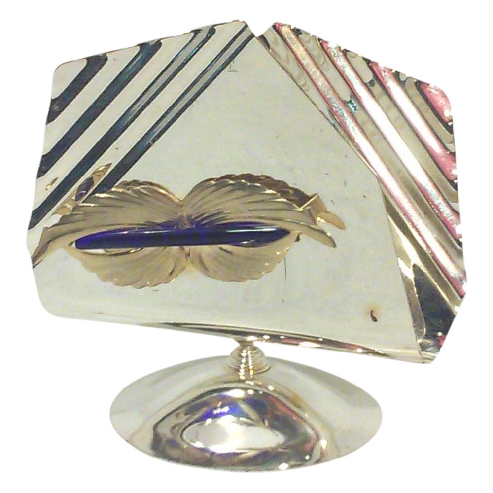 Vintage Art Deco Style  Fanciful Silver-plate Napkin Holder-Made in Italy